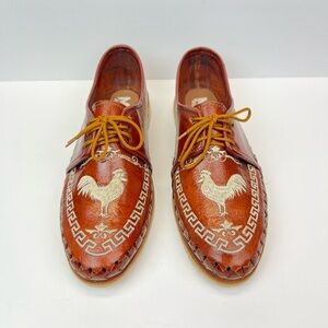 Artisan Brown Leather Oxfords with Rooster Design Mens US 10 MX 29
